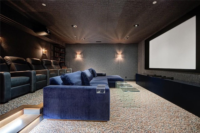 528 15th St, Manhattan Beach, CA 90266 - cinema featuring carpet flooring, wallpapered walls, and recessed lighting