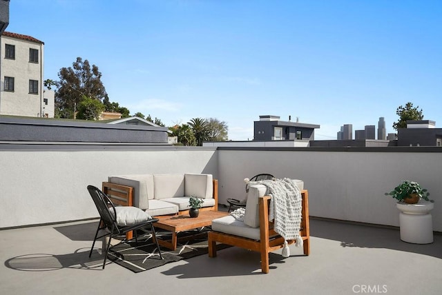 view of patio / terrace featuring a balcony and an outdoor hangout area