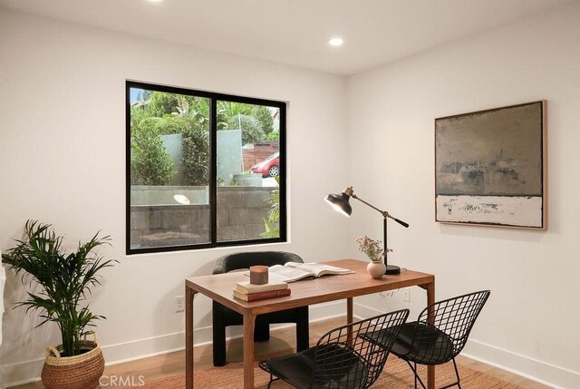 1315 W Cannon Dr, Los Angeles, CA 90026 - office space with wood finished floors, baseboards, and recessed lighting