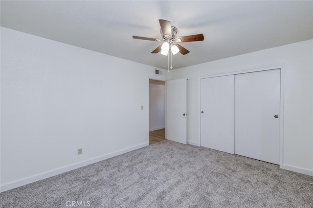 4837 N Hulbert Ave, Fresno, CA 93705 - unfurnished bedroom with carpet floors, a closet, and a ceiling fan