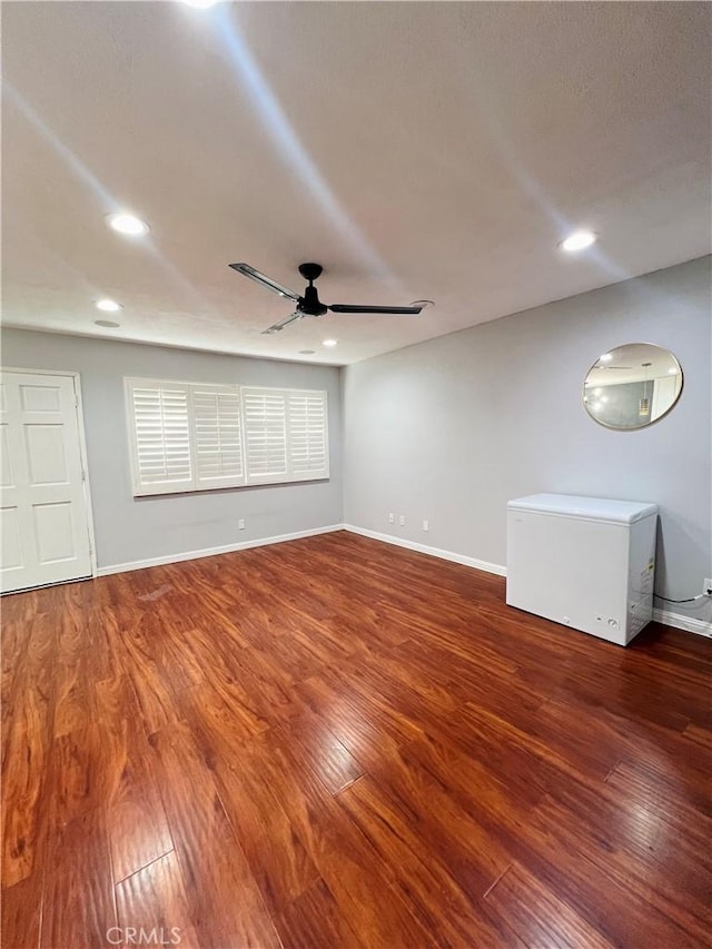 17760 Palo Verde Ave Unit 27, Cerritos, CA 90703 - unfurnished room featuring recessed lighting, baseboards, a ceiling fan, and wood finished floors