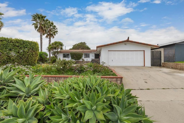 view of front of home with driveway, a garage, and stucco siding