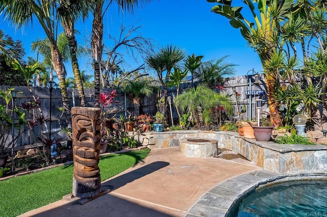 2722 Penkea Dr, Oceanside, CA 92054 - view of pool with a fenced backyard, a patio area, and a fire pit