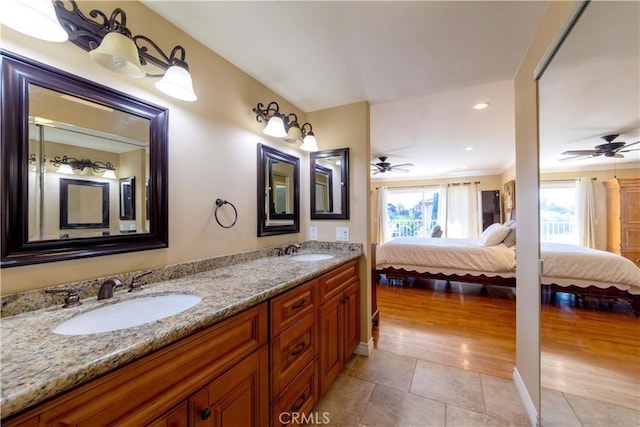 1516 W 5th St, San Pedro, CA 90732 - full bath with ensuite bath, tile patterned flooring, ceiling fan, and double vanity
