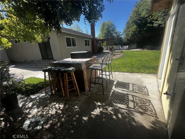 view of patio with outdoor dry bar