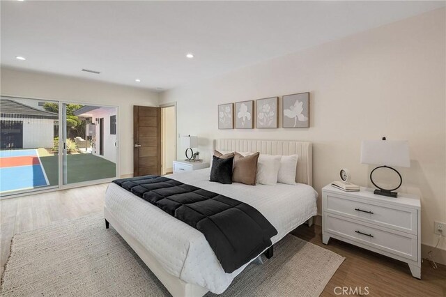 5306 Maricopa St, Torrance, CA 90503 - bedroom with access to exterior, wood finished floors, and recessed lighting