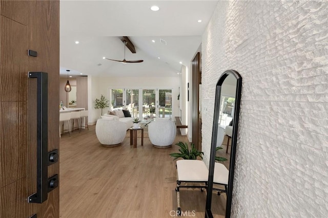 5306 Maricopa St, Torrance, CA 90503 - living room with light wood finished floors, healthy amount of natural light, ceiling fan, and recessed lighting
