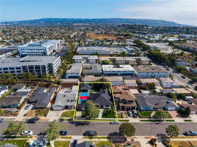 5306 Maricopa St, Torrance, CA 90503 - aerial view of residential area with property parcel outlined and a mountain backdrop
