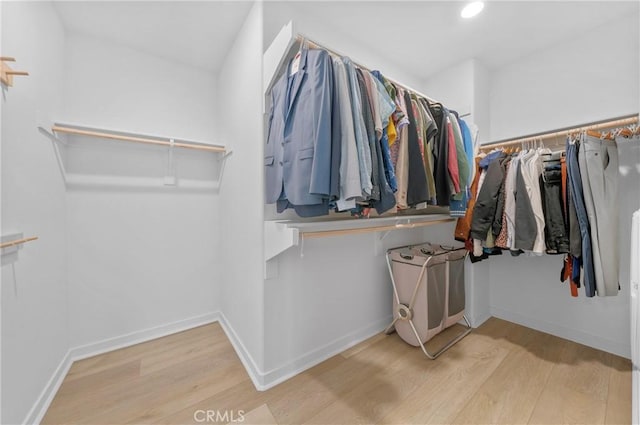 walk in closet featuring wood finished floors