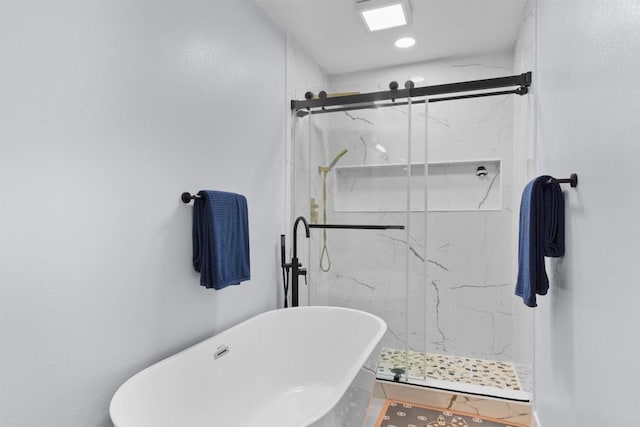 7162 Beagle St, San Diego, CA 92111 - full bath with a marble finish shower and a freestanding tub