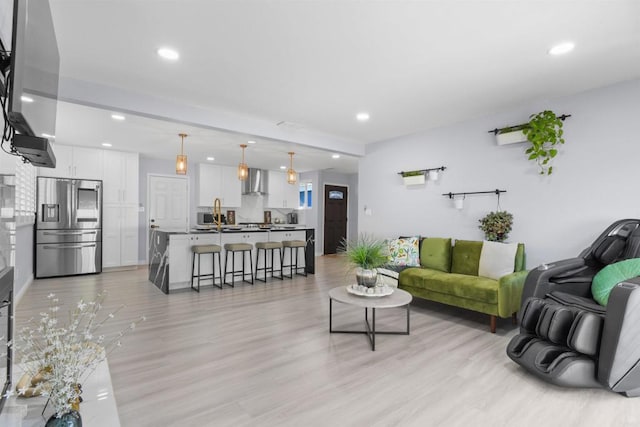 7162 Beagle St, San Diego, CA 92111 - living area with recessed lighting and light wood-type flooring