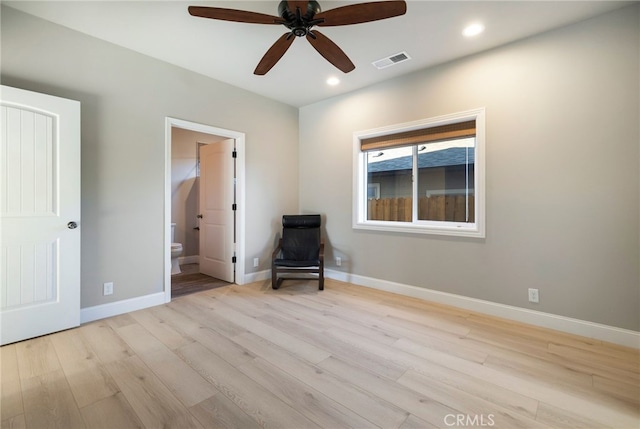 766 Willow St, Paradise, CA 95969 - unfurnished room featuring wood finished floors, visible vents, baseboards, ceiling fan, and recessed lighting