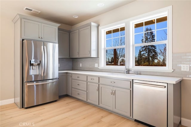 766 Willow St, Paradise, CA 95969 - kitchen with appliances with stainless steel finishes, gray cabinets, visible vents, and a sink