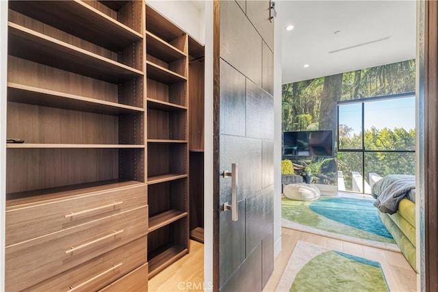 spacious closet with light wood-style floors