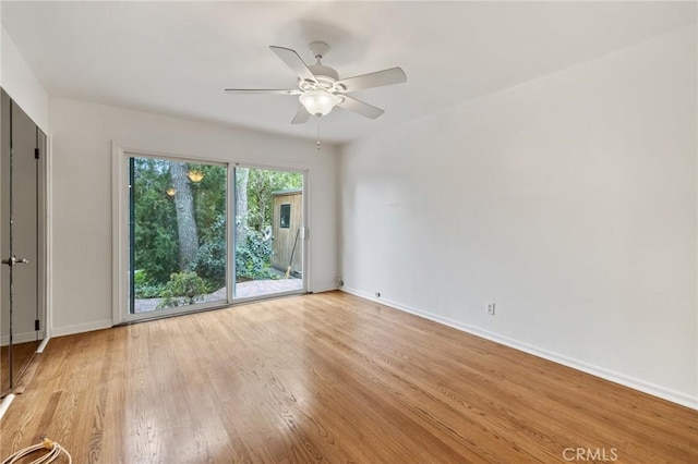 4254 Miramonte Pl, Riverside, CA 92501 - unfurnished room with baseboards, ceiling fan, and light wood-type flooring