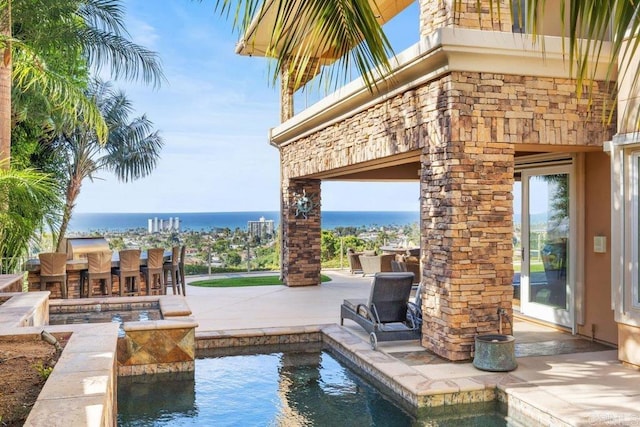 5023 Windsor Dr, San Diego, CA 92109 - outdoor pool with a patio and a water view