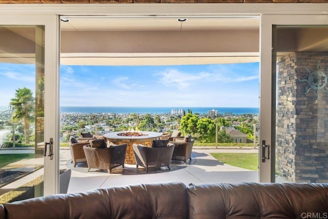 5023 Windsor Dr, San Diego, CA 92109 - water view featuring an outdoor fire pit