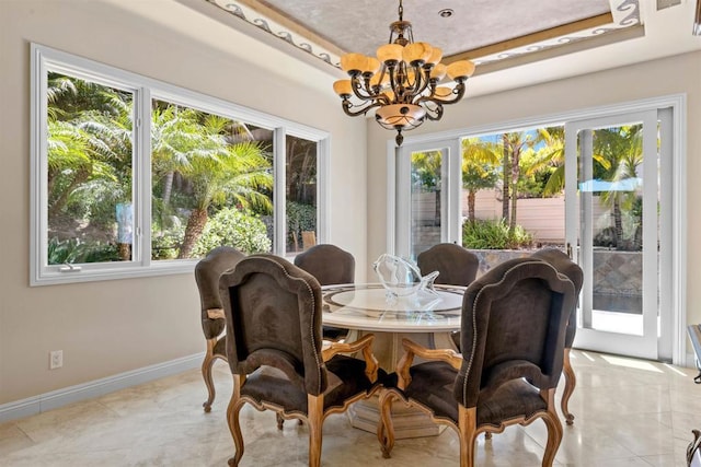 5023 Windsor Dr, San Diego, CA 92109 - dining area featuring a chandelier and plenty of natural light