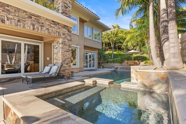 5023 Windsor Dr, San Diego, CA 92109 - view of pool with french doors, a patio area, and a pool with connected hot tub