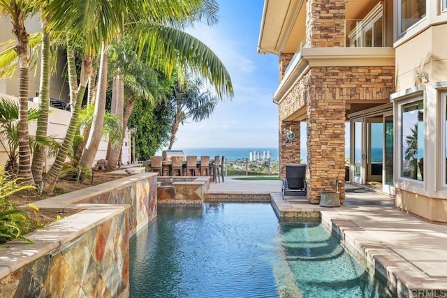 5023 Windsor Dr, San Diego, CA 92109 - outdoor pool with a patio and a water view