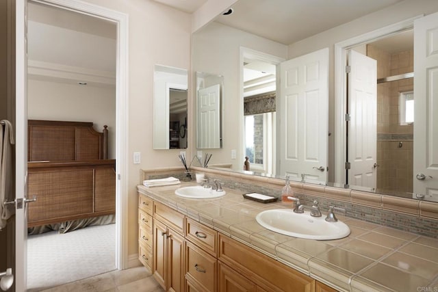 5023 Windsor Dr, San Diego, CA 92109 - bathroom with double vanity and a tile shower