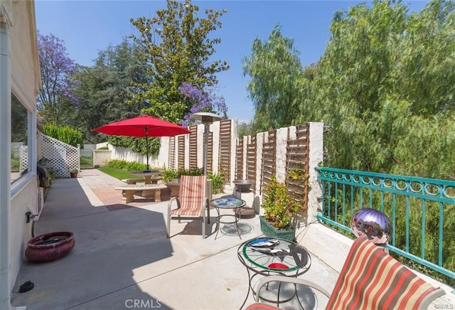 view of patio featuring a fenced backyard