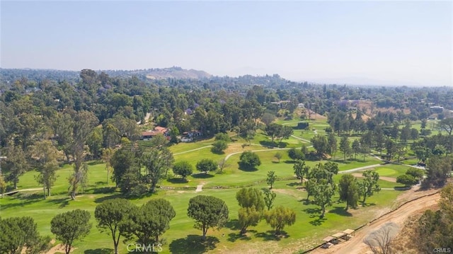drone / aerial view featuring view of golf course