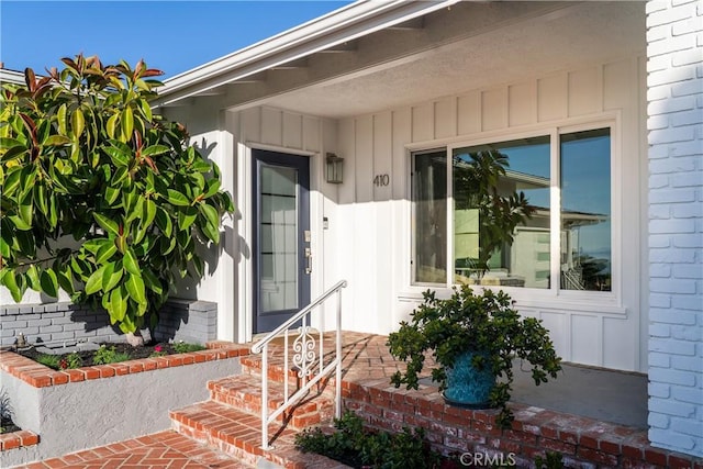 410 Via Mesa Grande, Redondo Beach, CA 90277 - doorway to property with brick siding and board and batten siding