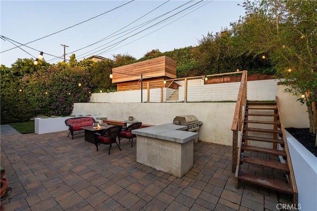 410 Via Mesa Grande, Redondo Beach, CA 90277 - view of patio / terrace featuring a fire pit, a grill, and stairs