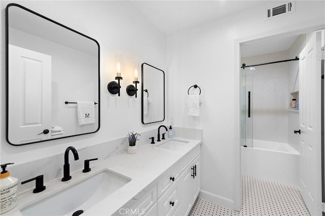 19732 Torres, Lake Forest, CA 92679 - full bathroom with bathtub / shower combination, double vanity, and baseboards