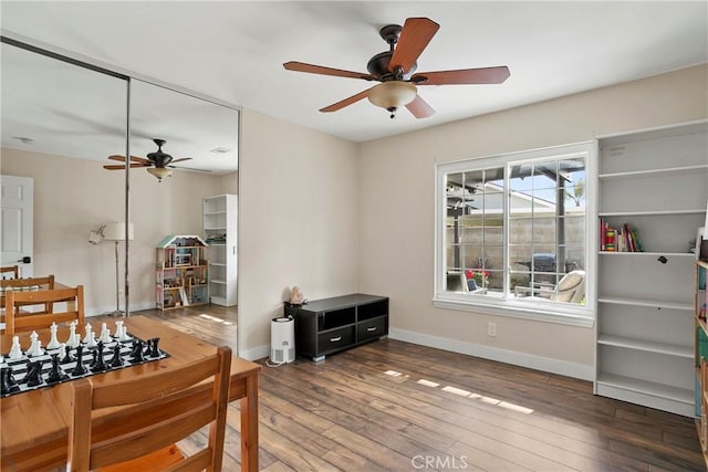 26211 Avenida Deseo, Mission Viejo, CA 92691 - game room with a ceiling fan and wood-type flooring