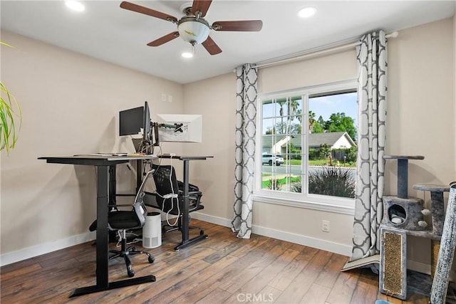26211 Avenida Deseo, Mission Viejo, CA 92691 - office space featuring wood-type flooring, recessed lighting, and ceiling fan