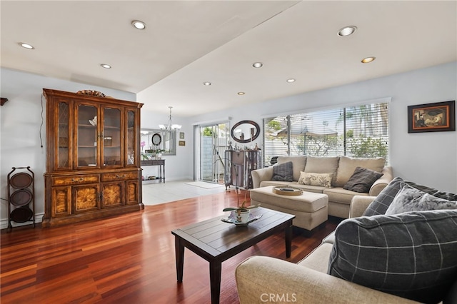 18815 Thornwood Cir Unit Ci32, Huntington Beach, CA 92646 - living area with a chandelier, light wood finished floors, and recessed lighting
