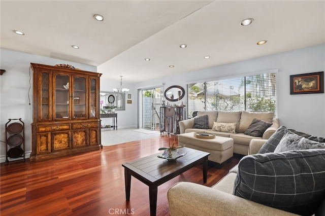 18815 Thornwood Cir Unit Ci32, Huntington Beach, CA 92646 - living room with a chandelier, recessed lighting, and light wood-style flooring