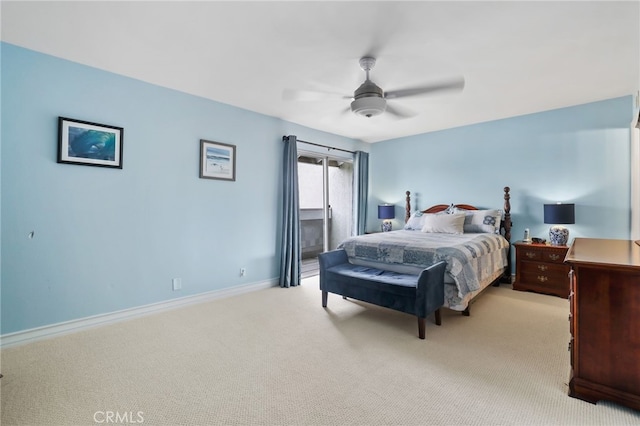 18815 Thornwood Cir Unit Ci32, Huntington Beach, CA 92646 - bedroom with baseboards, a ceiling fan, and light colored carpet