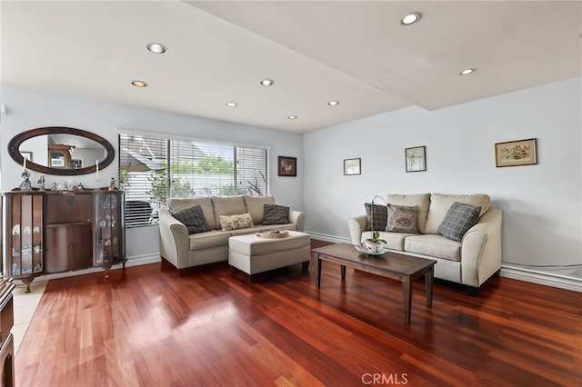 18815 Thornwood Cir Unit Ci32, Huntington Beach, CA 92646 - living room with baseboards, wood finished floors, and recessed lighting