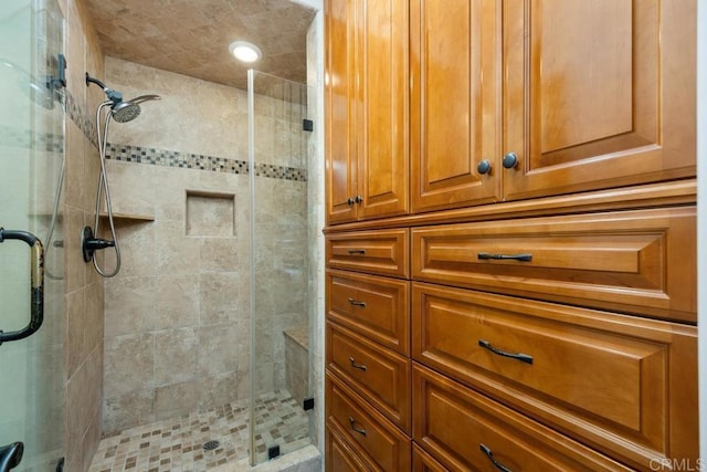 bathroom with a stall shower