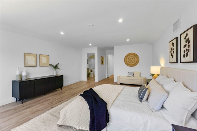 7042 Stonewood Dr, Huntington Beach, CA 92647 - bedroom with light wood-style flooring, visible vents, baseboards, and recessed lighting