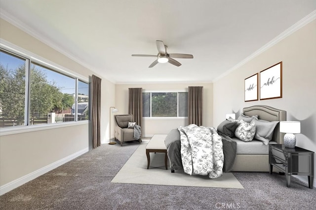 1730 Sunny Knl, Fullerton, CA 92835 - bedroom featuring carpet floors, ornamental molding, and a ceiling fan