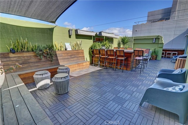 view of patio featuring outdoor dry bar