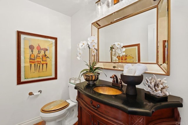 bathroom with toilet and vanity