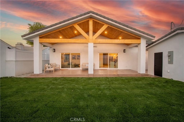 1933 Fanwood Ave, Long Beach, CA 90815 - back of house at dusk with stucco siding and a patio area