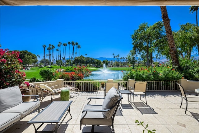 175 Bouquet Canyon Dr, Palm Desert, CA 92211 - view of patio featuring an outdoor hangout area and a water view
