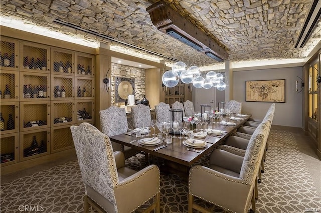 175 Bouquet Canyon Dr, Palm Desert, CA 92211 - dining space with baseboards and brick ceiling