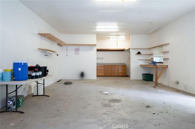 below grade area featuring a workshop area