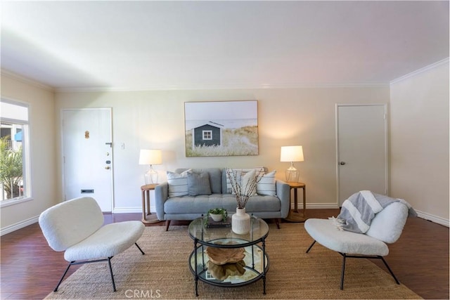 6 5th Pl, Long Beach, CA 90802 - living area with baseboards, wood finished floors, and crown molding