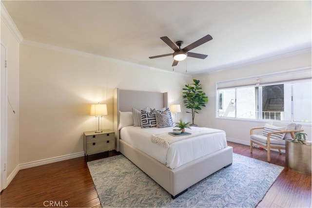 6 5th Pl, Long Beach, CA 90802 - bedroom with wood finished floors, crown molding, baseboards, and ceiling fan