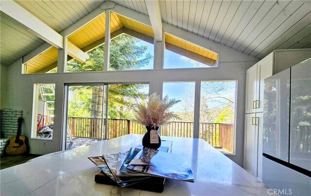 628 Rose Ln, Twin Peaks, CA 92391 - sunroom with beamed ceiling