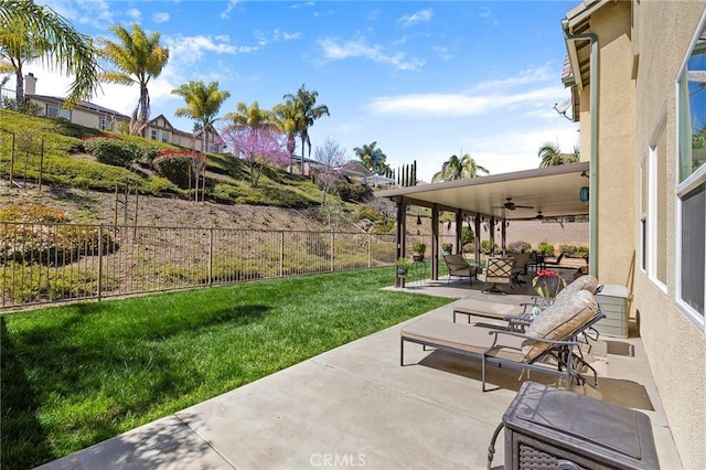3274 Rural Ln, Corona, CA 92882 - view of patio / terrace with a fenced backyard and a ceiling fan
