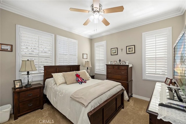 3274 Rural Ln, Corona, CA 92882 - bedroom with baseboards, crown molding, and light colored carpet